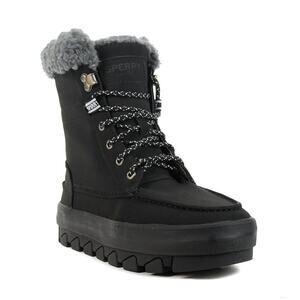 Sperry NWOB Juneau Lace Up Snow Boot Black Size 8.5 Waterproof Suede Upper